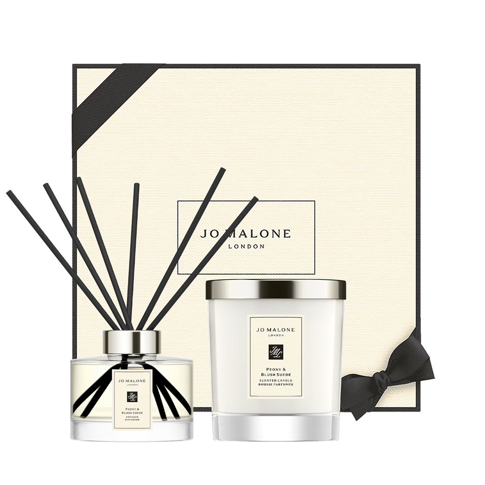 Peony & Blush Suede Diffuser + Home Candle